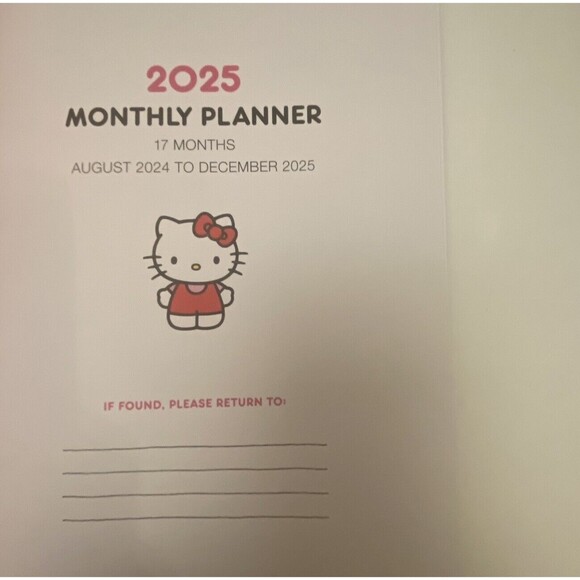 Hello Kitty & Friends 2025 17 Months Planner Calendar College Letters - Picture 5 of 7